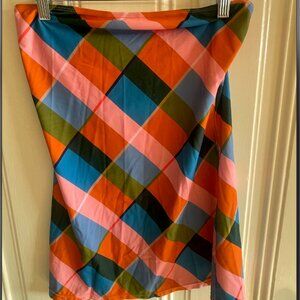 Strapless checker skater dress